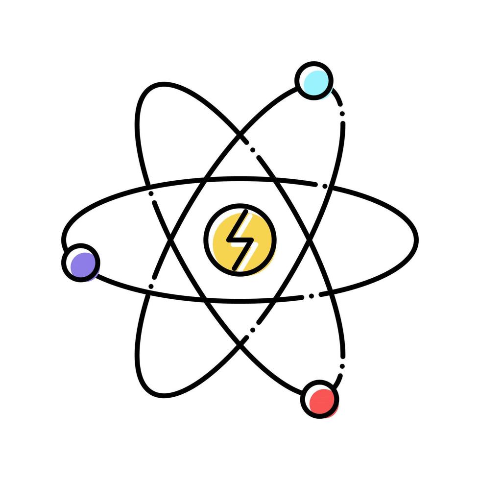 ilustración de vector de icono de color de energía nuclear de átomo