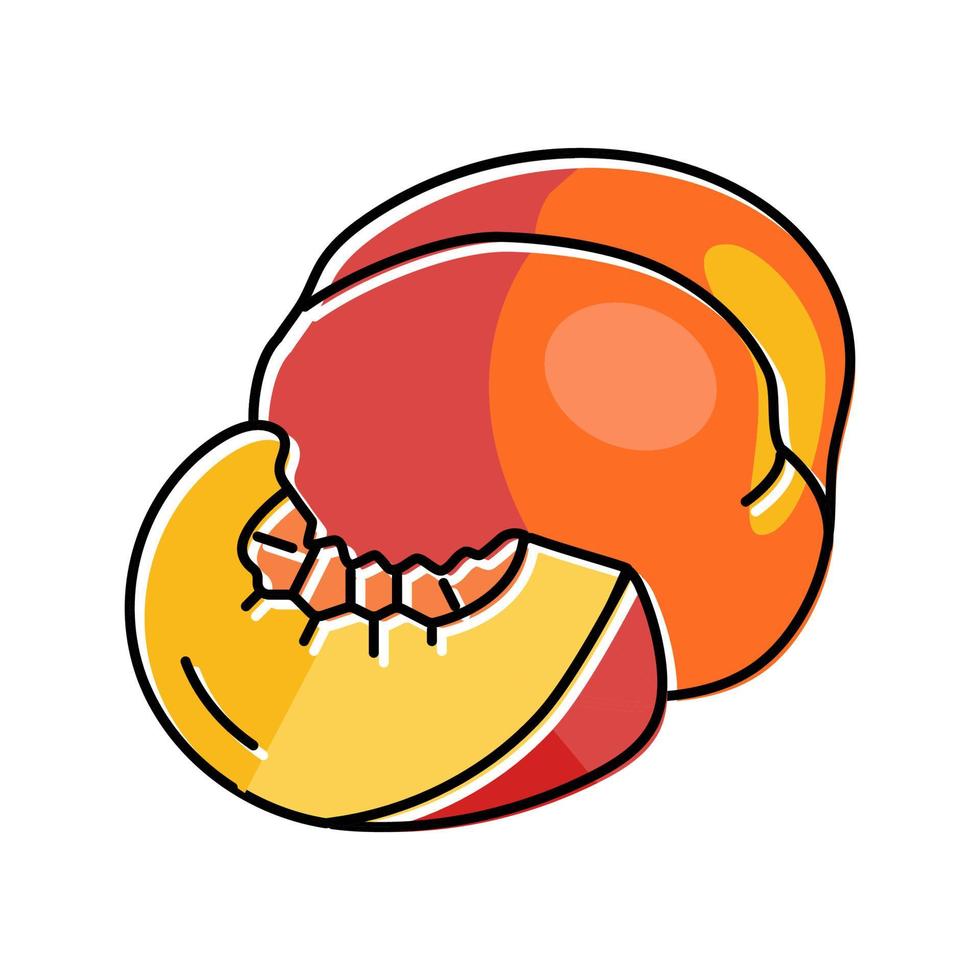 delicious peach slice whole color icon vector illustration