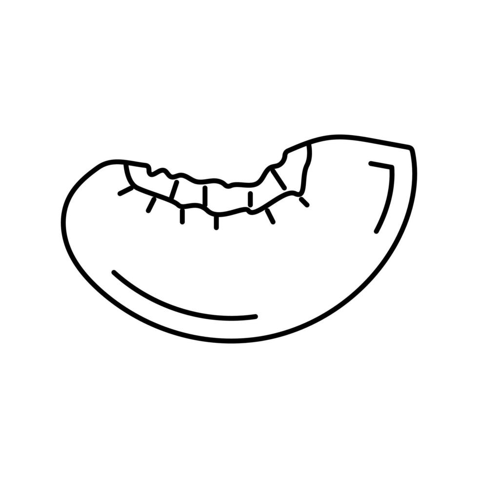 Ilustración de vector de icono de línea de corte de rebanada de melocotón