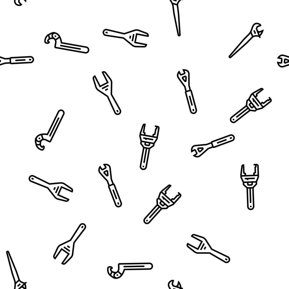 wrench tool spanner repair vector seamless pattern