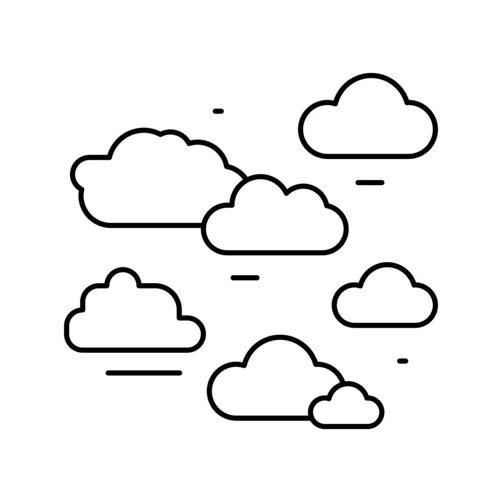 ilustración de vector de icono de línea de nubes naturales