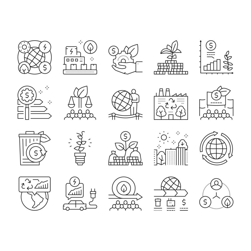 Green Economy Industry Collection Icons Set Vector