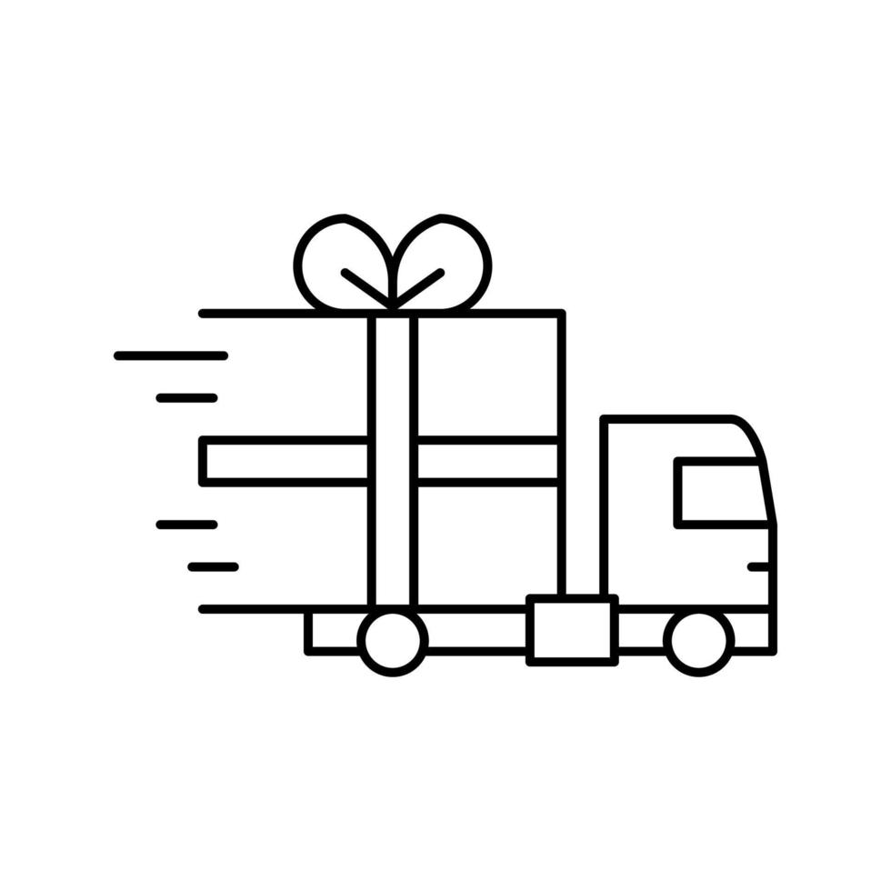 ilustración de vector de icono de línea de envío gratis de regalo