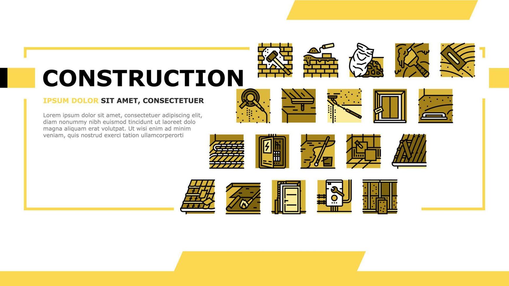 construction crane house work landing header vector