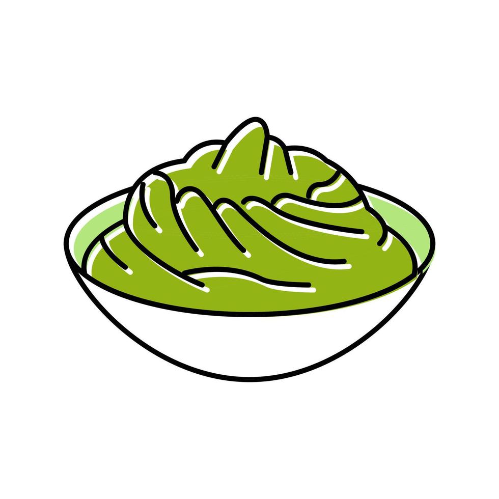 bowl wasabi salsa comida color icono vector ilustración