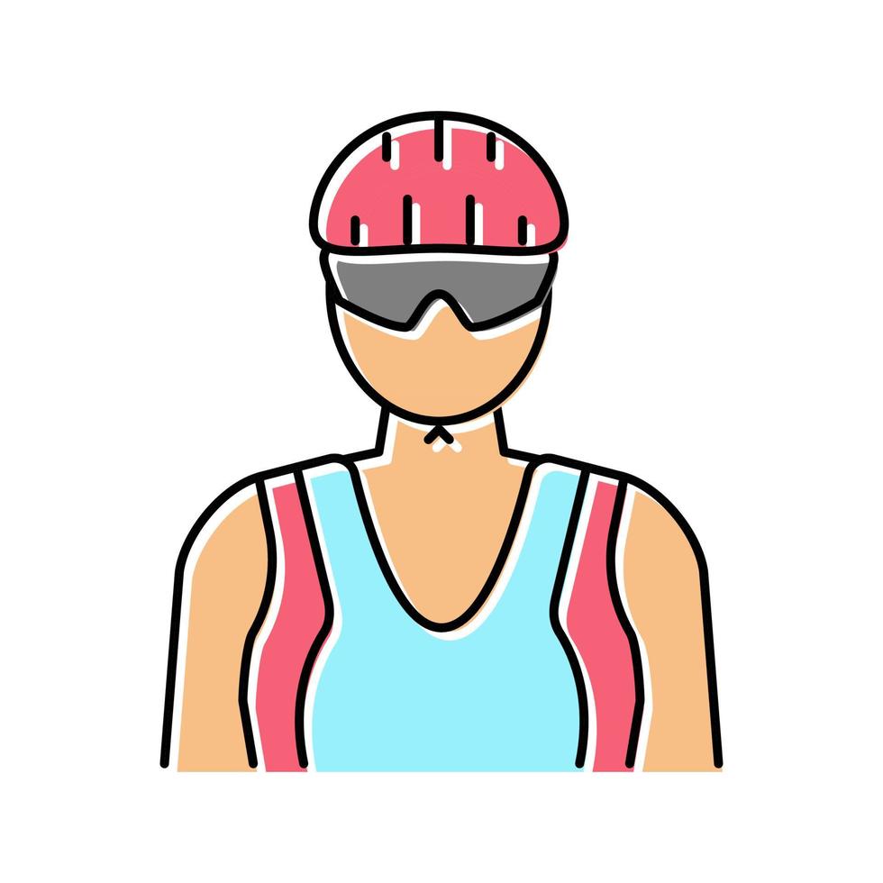 female cyclist color icon vector illustration