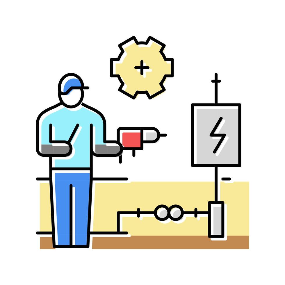 electrical rewiring color icon vector illustration