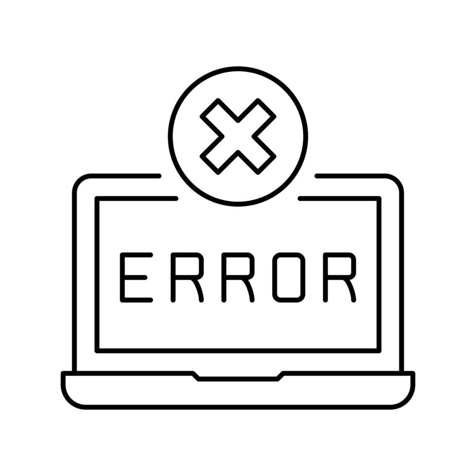 error on laptop display line icon vector illustration