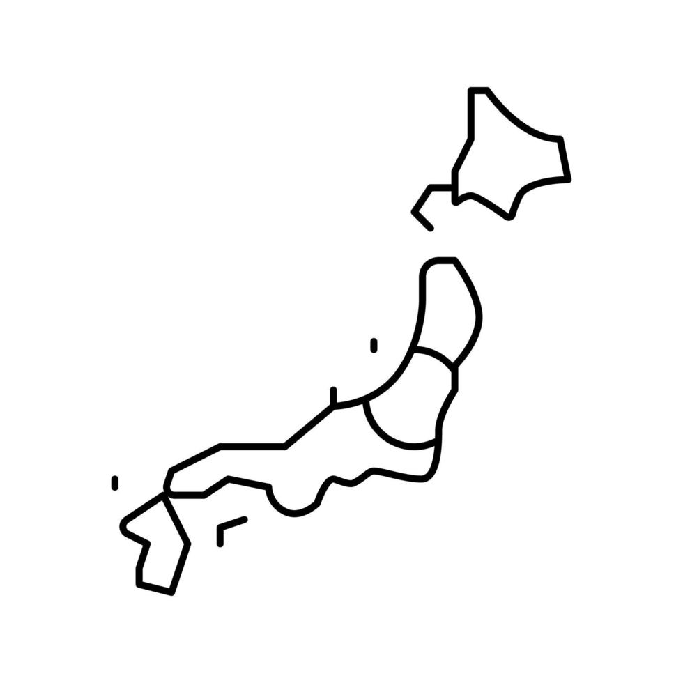 japón país mapa bandera línea icono vector ilustración