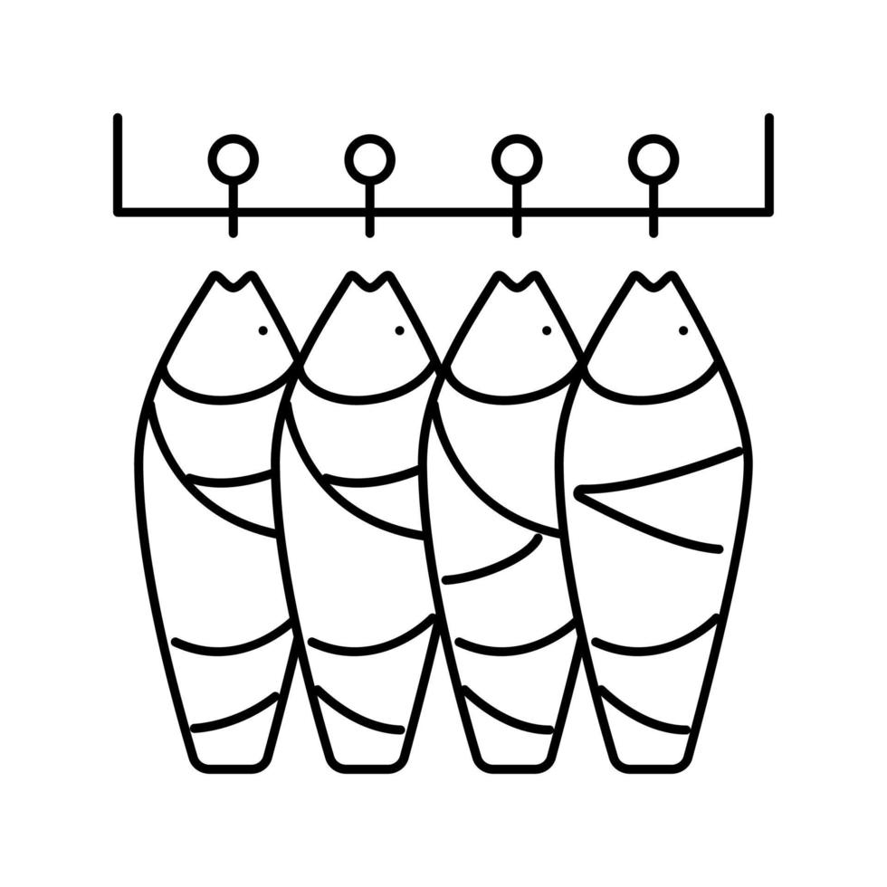 tuna fish carcasses line icon vector illustration