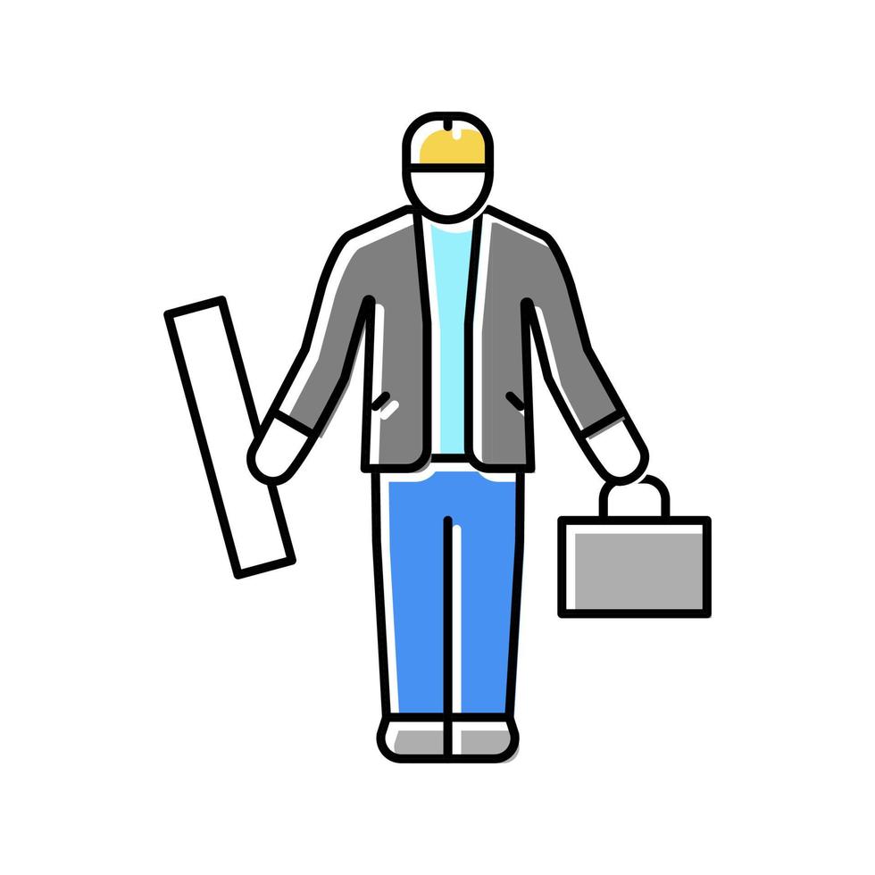 engineer or architect color icon vector illustration