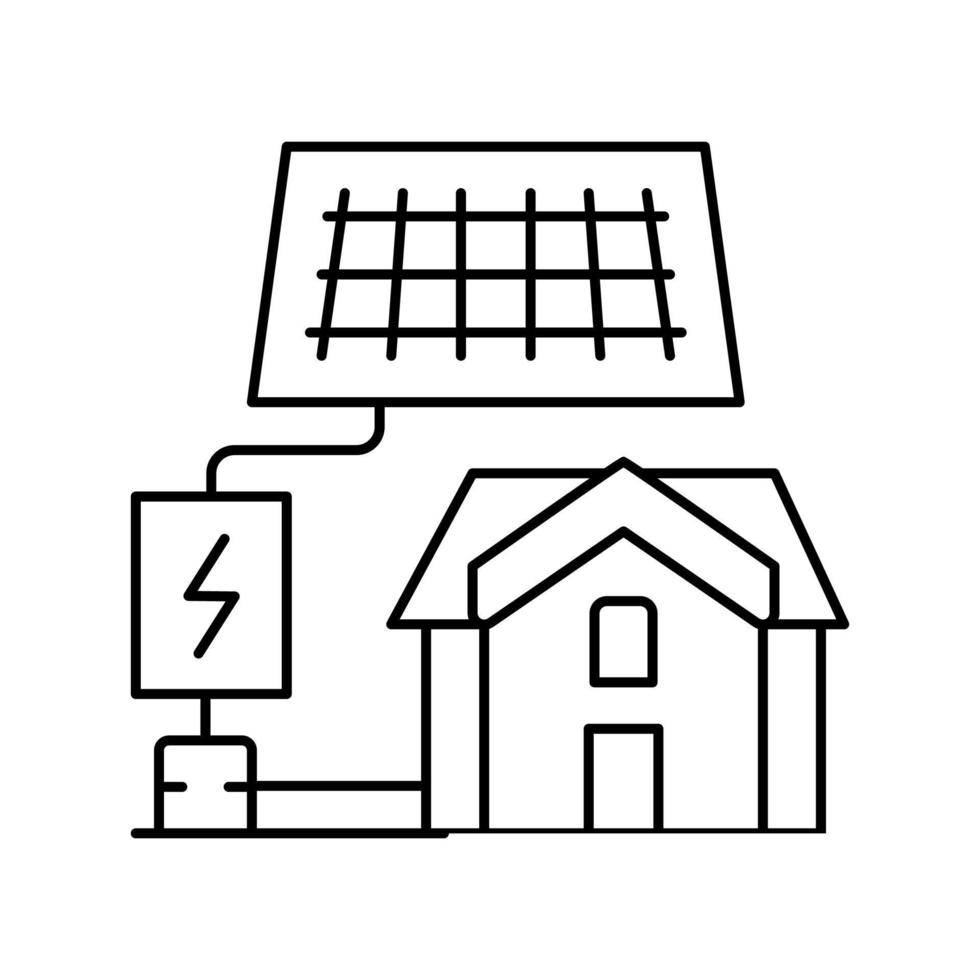 ilustración de vector de icono de línea de instalación de electricidad solar