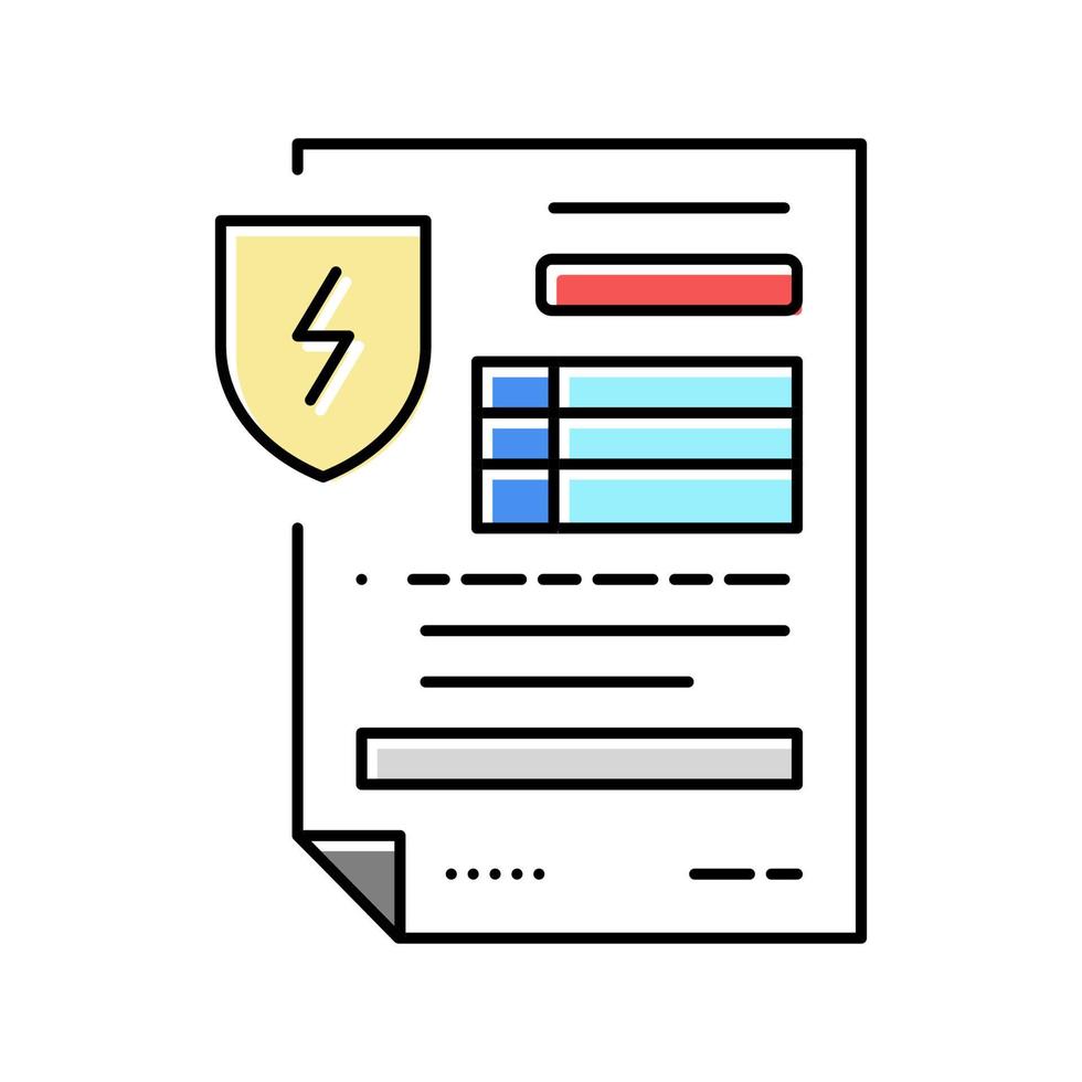 electrical safety certificate color icon vector illustration