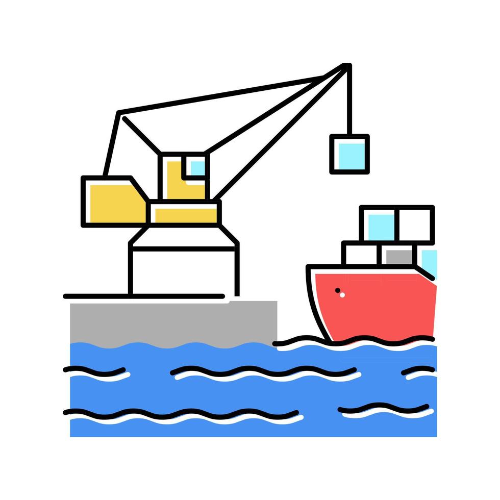 crane port color icon vector illustration