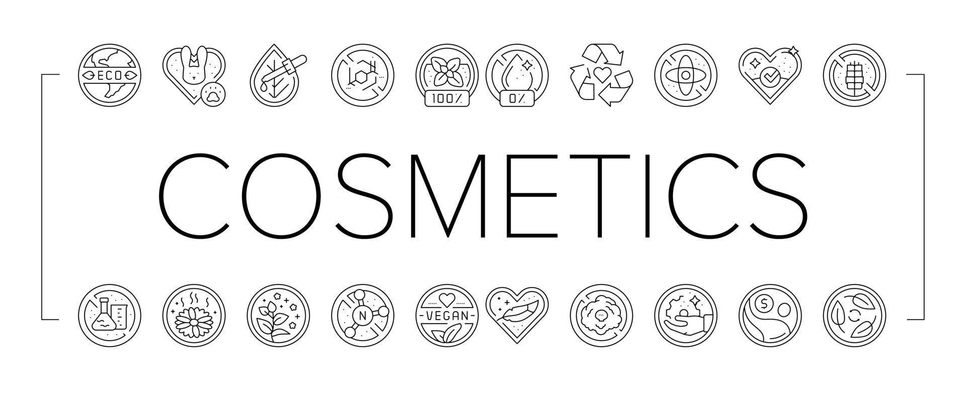 Eco Cosmetics Organic And Bio Icons Set Vector