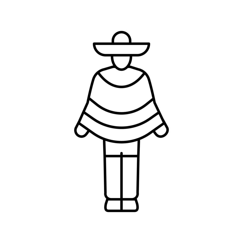 ilustración de vector de icono de línea de hombre latino