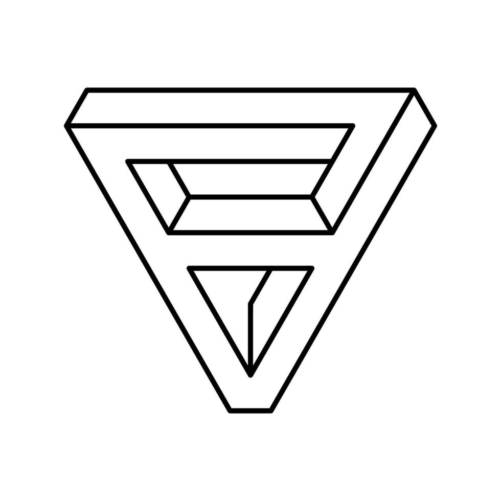triángulo imposible forma geométrica línea icono vector ilustración