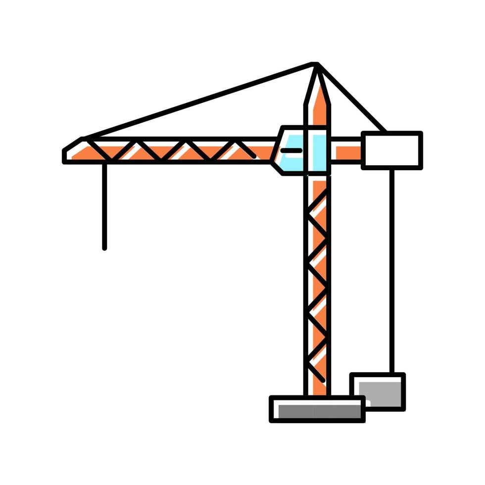 crane construction car vehicle color icon vector illustration