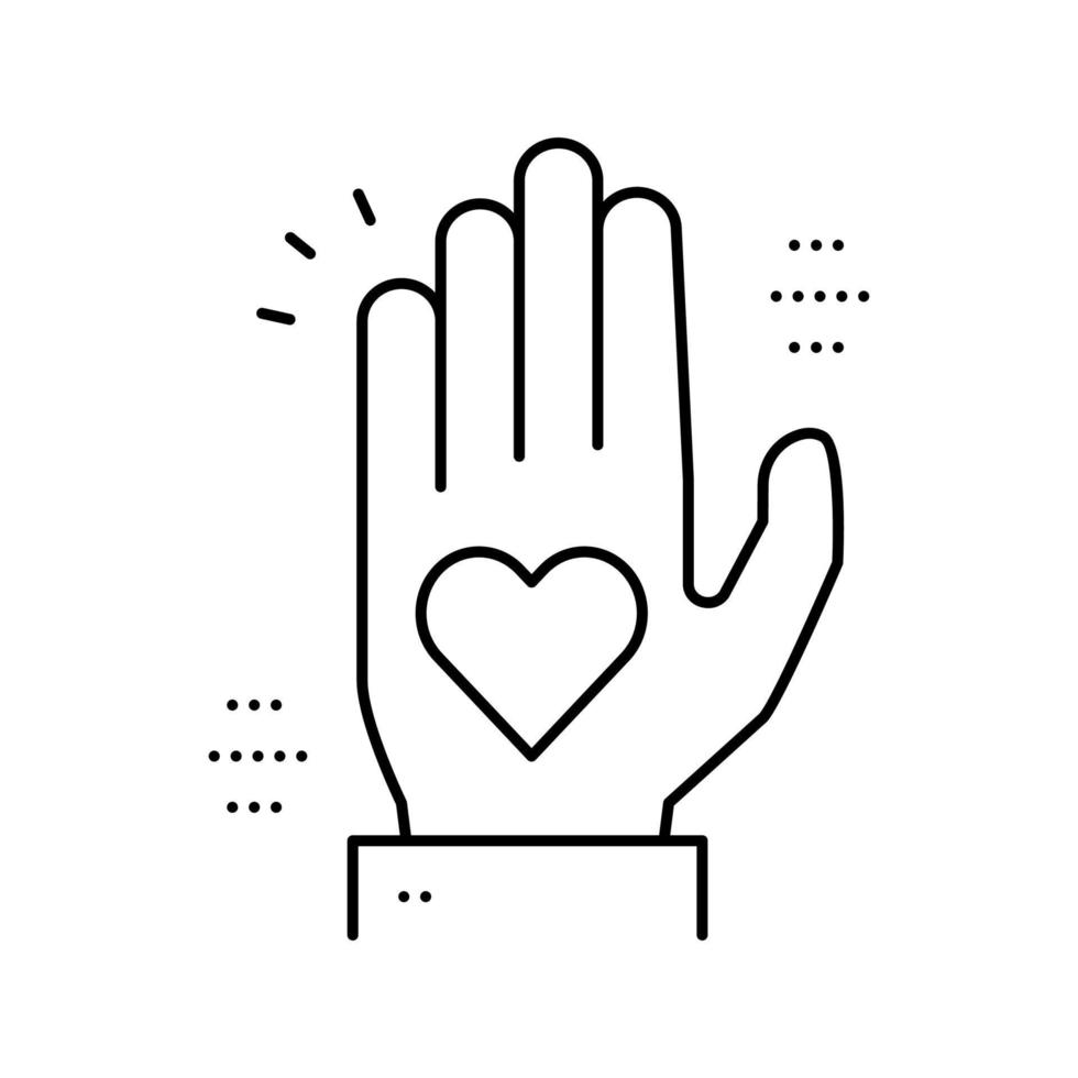 heart on palm line icon vector illustration