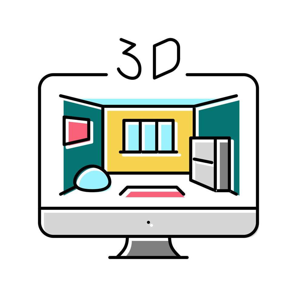 3d sketching interior design home color icon vector illustration