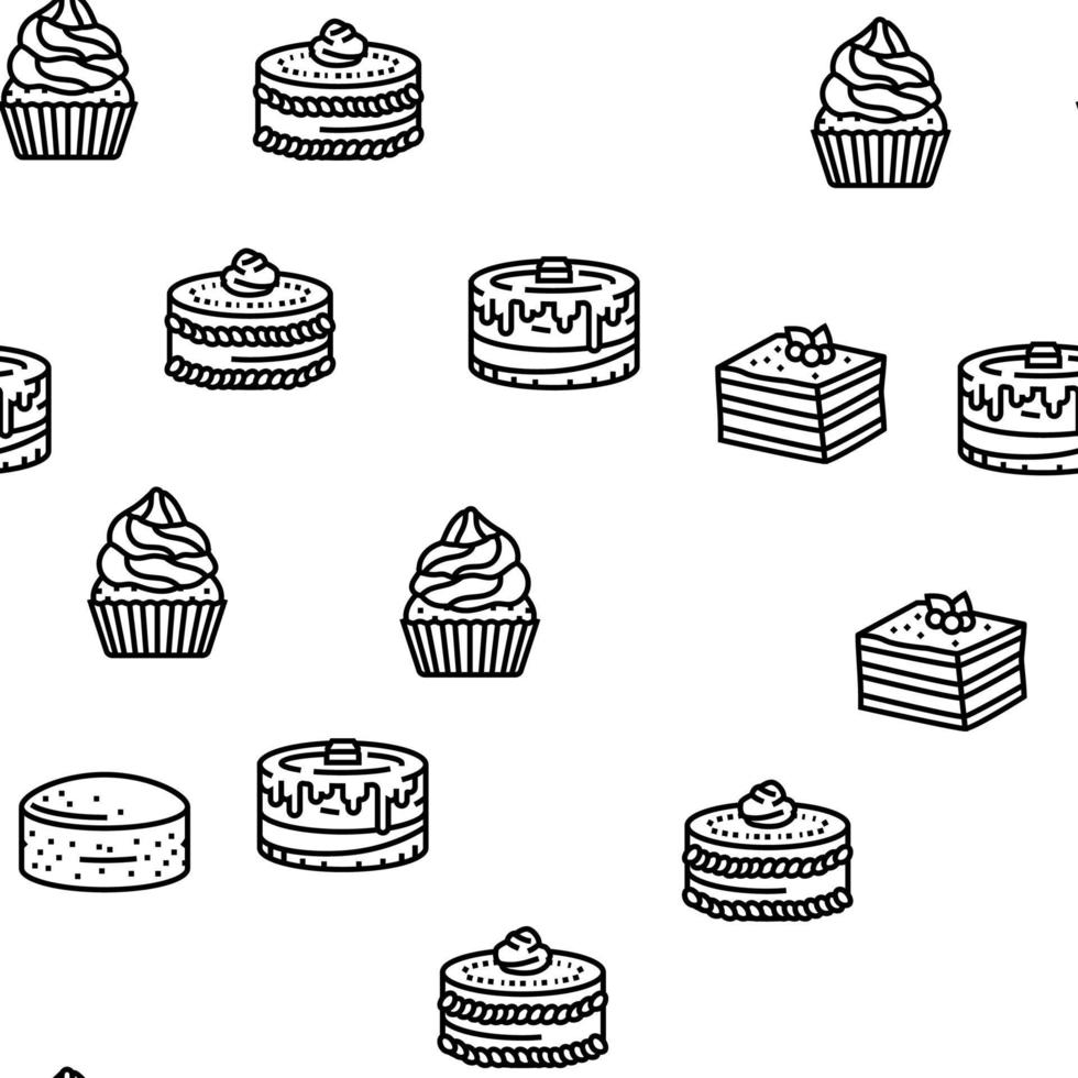 cake birthday food dessert party vector seamless pattern