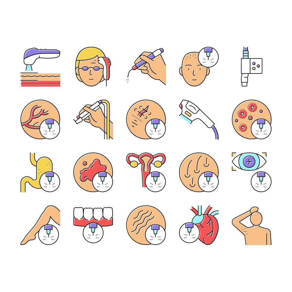 Laser Therapy Service Collection Icons Set Vector