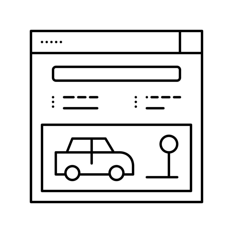 ilustración de vector de icono de línea de lección de escuela de conducción en línea