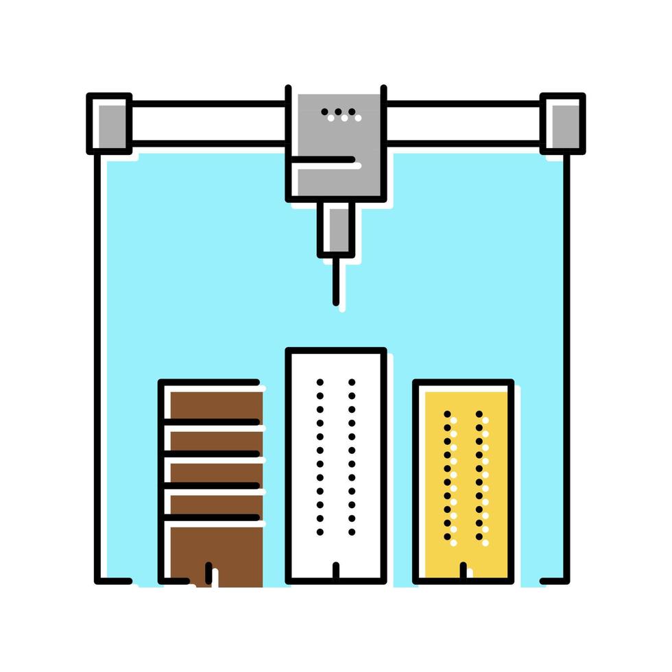 Ilustración de vector de icono de color de impresora 3d de diseño de edificio
