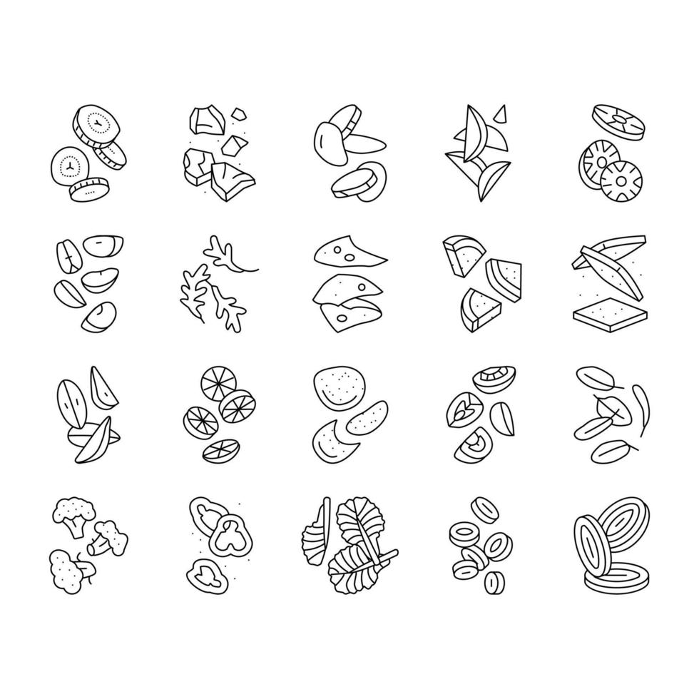 conjunto de iconos de freah de fruta cortada en rodajas de alimentos vector
