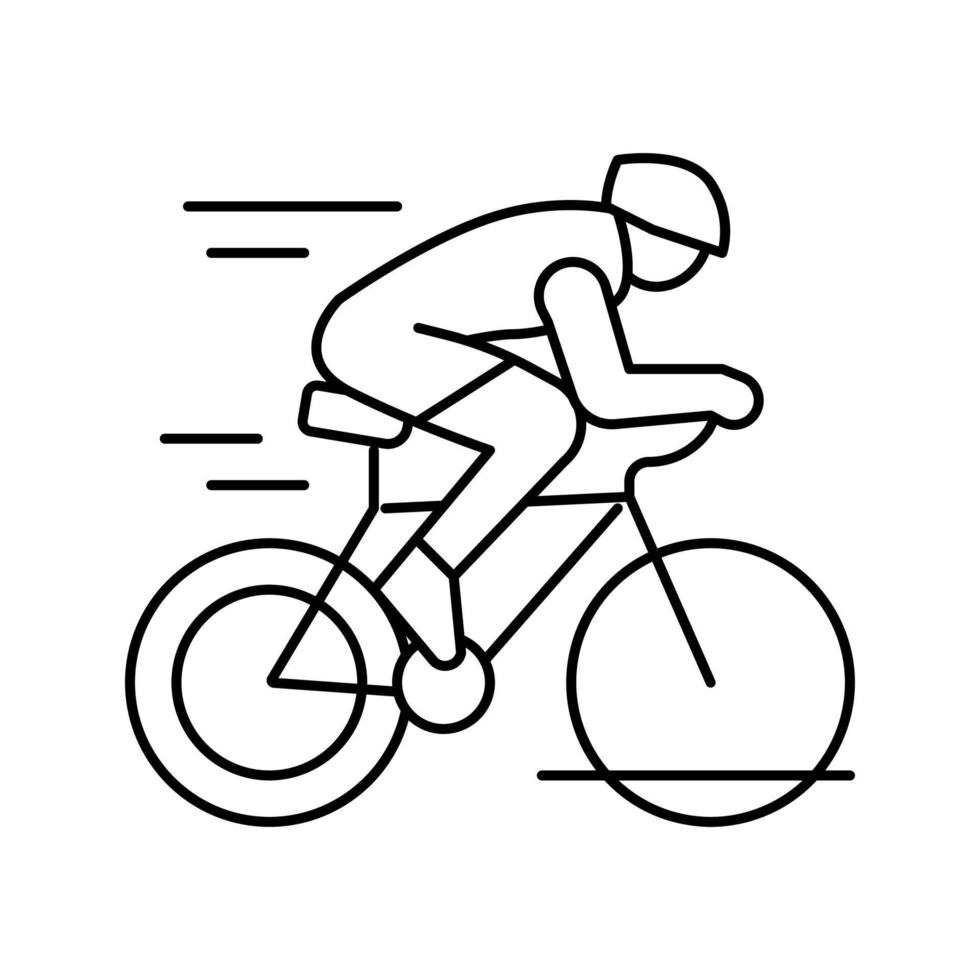 ilustración de vector de icono de línea de bicicleta de equitación deportiva