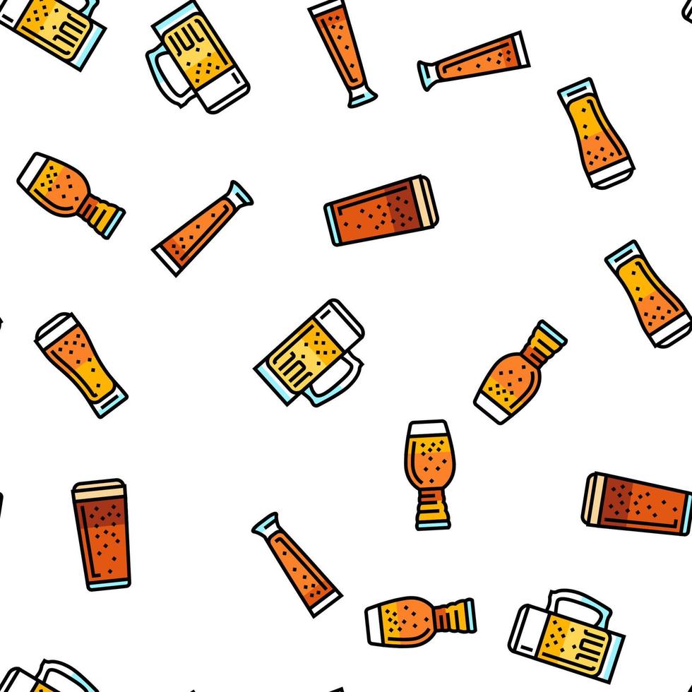 glass beer mug pint bar drink vector seamless pattern