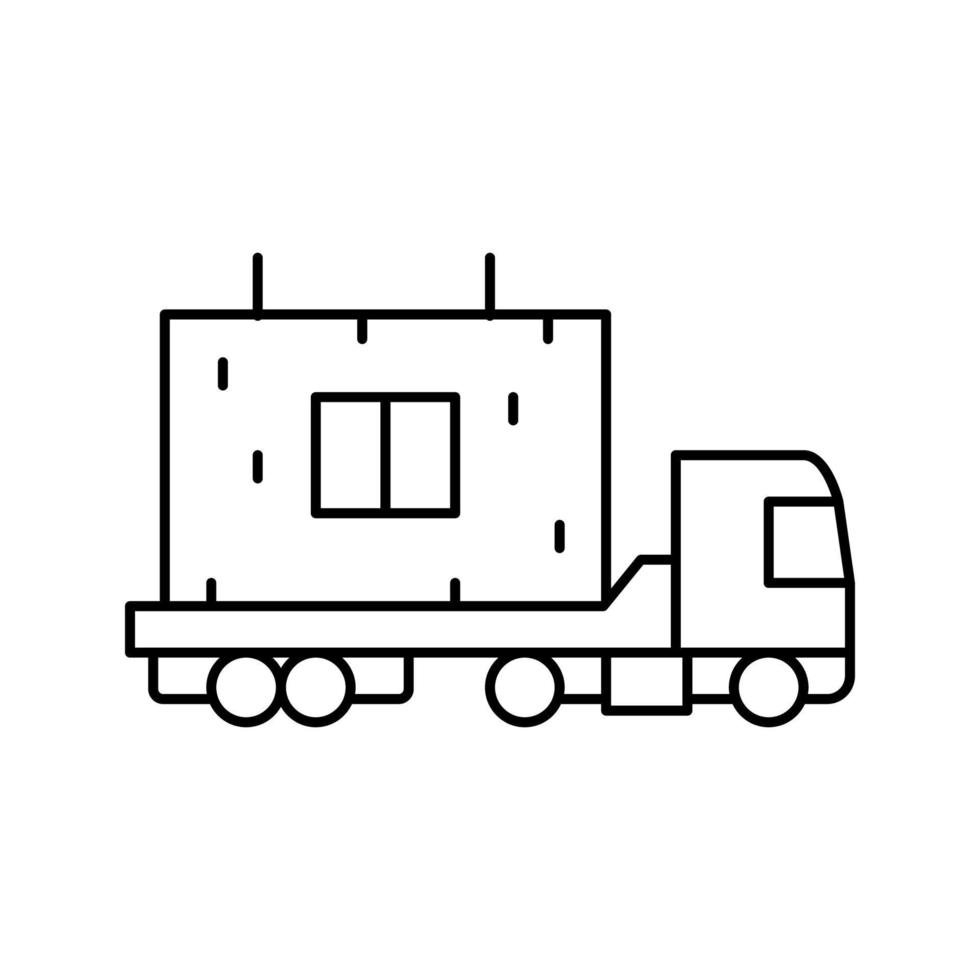 ilustración de vector de icono de línea de construcción de casa de transporte