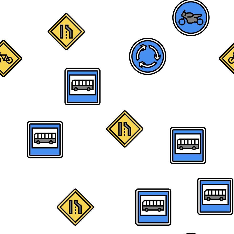 Traffic Sign Road Information vector seamless pattern