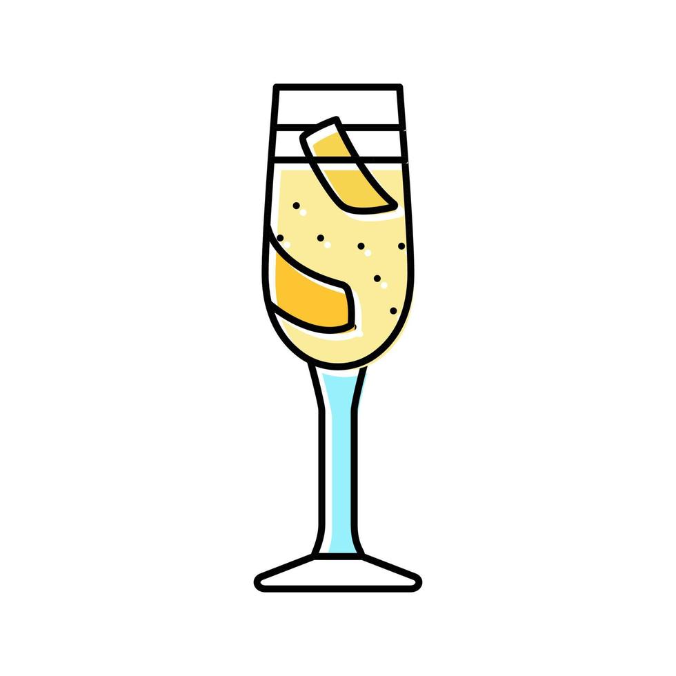 Ilustración de vector de icono de color de bebida de copa de cóctel francés 75