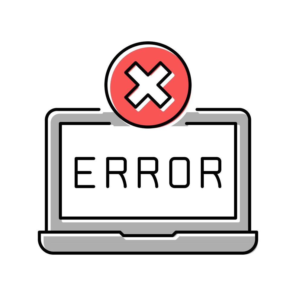 error on laptop display color icon vector illustration