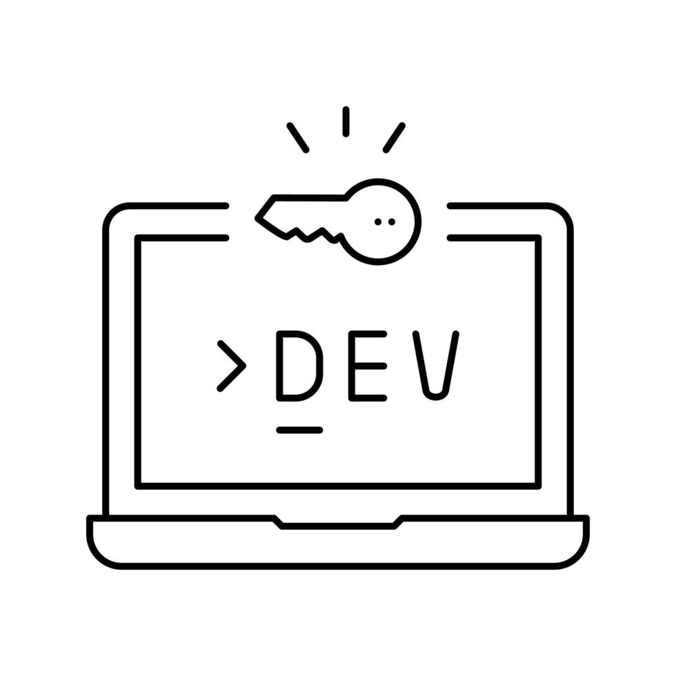 ilustración de vector de icono de línea de software de computadora de desarrollo