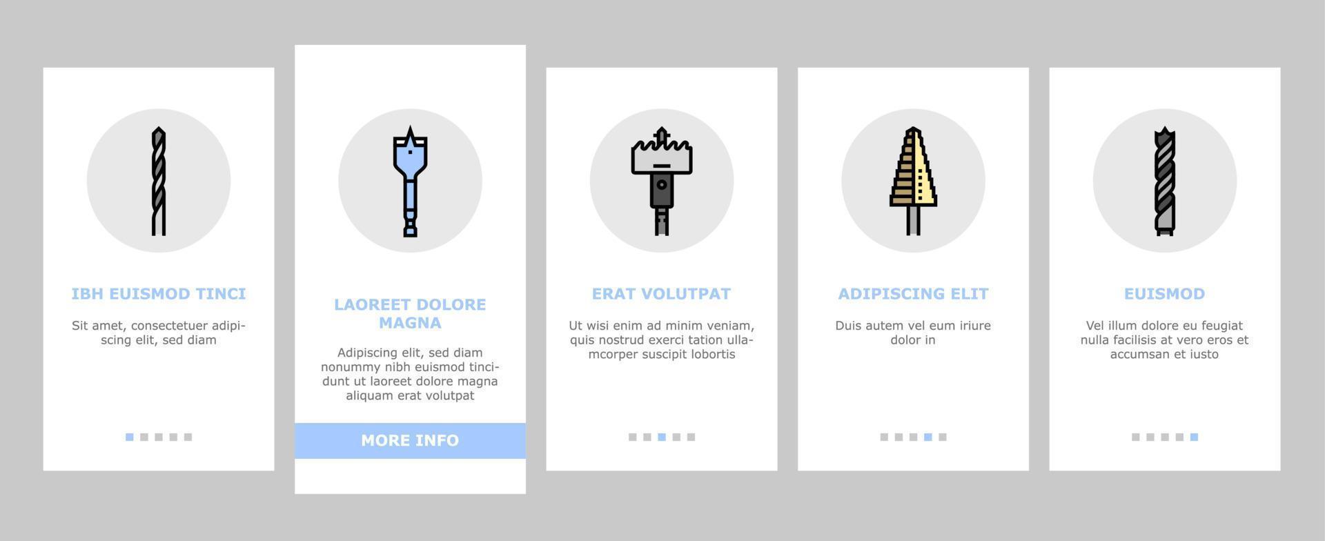 drill equipment construction onboarding icons set vector