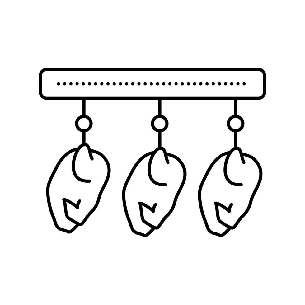 carcasa de pollo suspendida en la ilustración del vector del icono de la línea del equipo