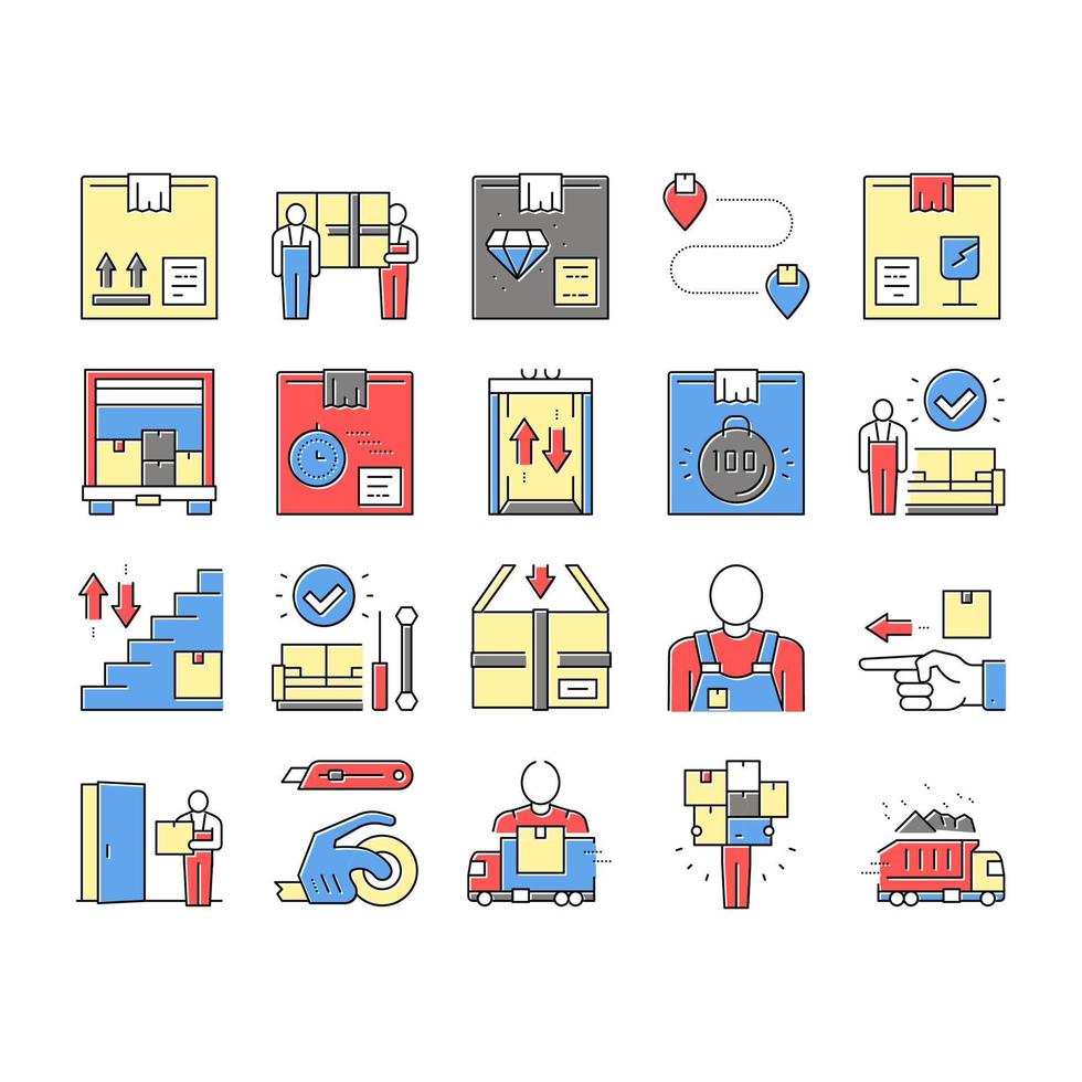 Mover Express Service Collection Icons Set Vector