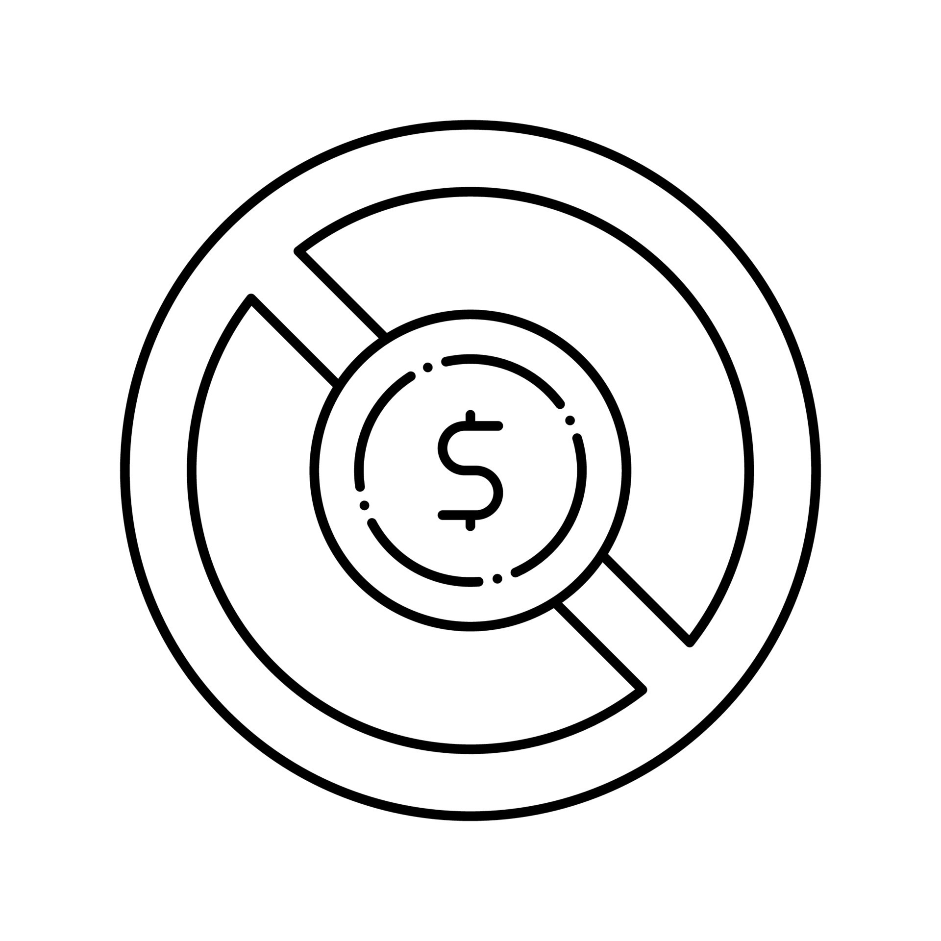 money crossed out coin line icon vector illustration 19591834 Vector