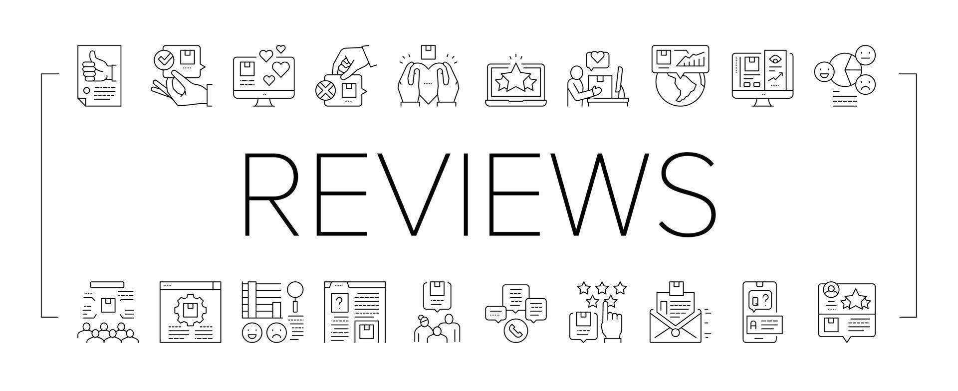 Reviews Of Customer Collection Icons Set Vector