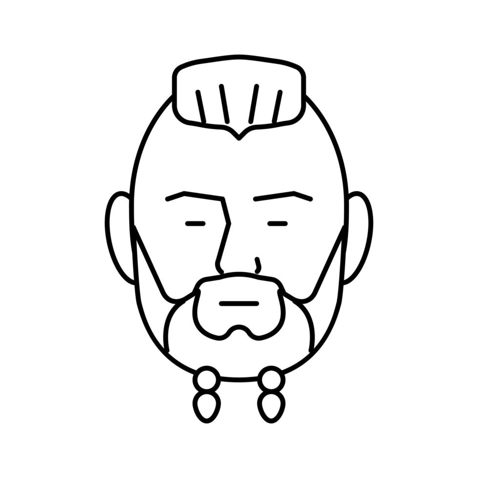 Ilustración de vector de icono de línea de estilo de pelo de barba vikinga