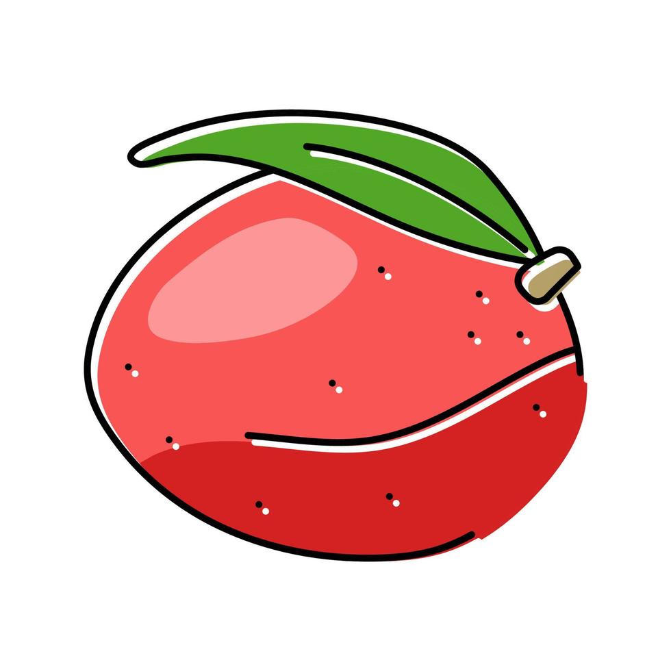 mango red leaf fruit color icon vector illustration