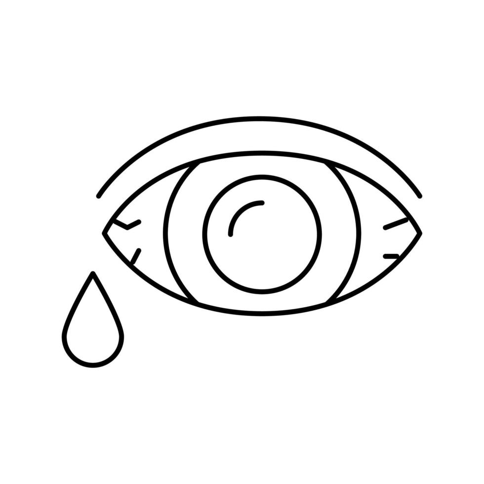 eye flowing tears line icon vector illustration