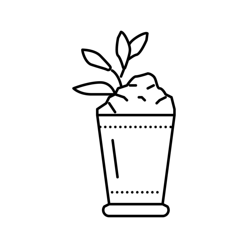 julepe de menta copa de cóctel bebida línea icono vector ilustración