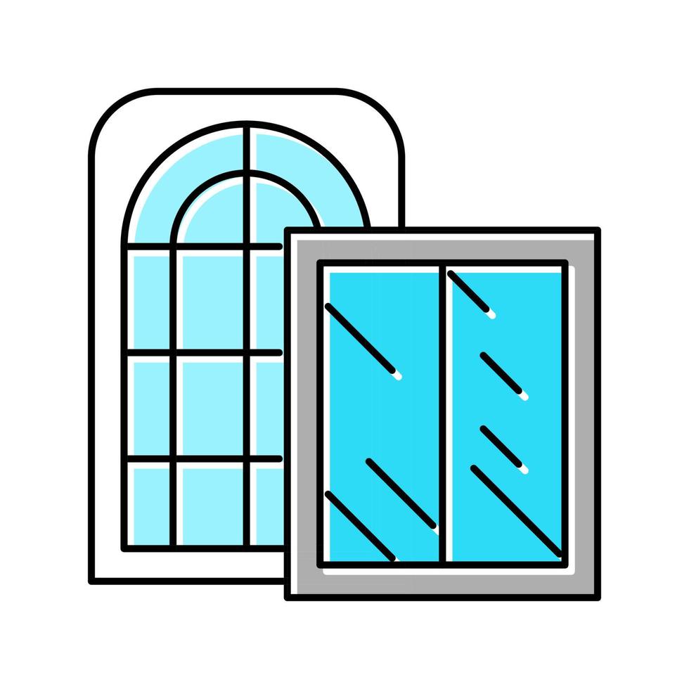 ilustración de vector de icono de color de producción de vidrio de windows