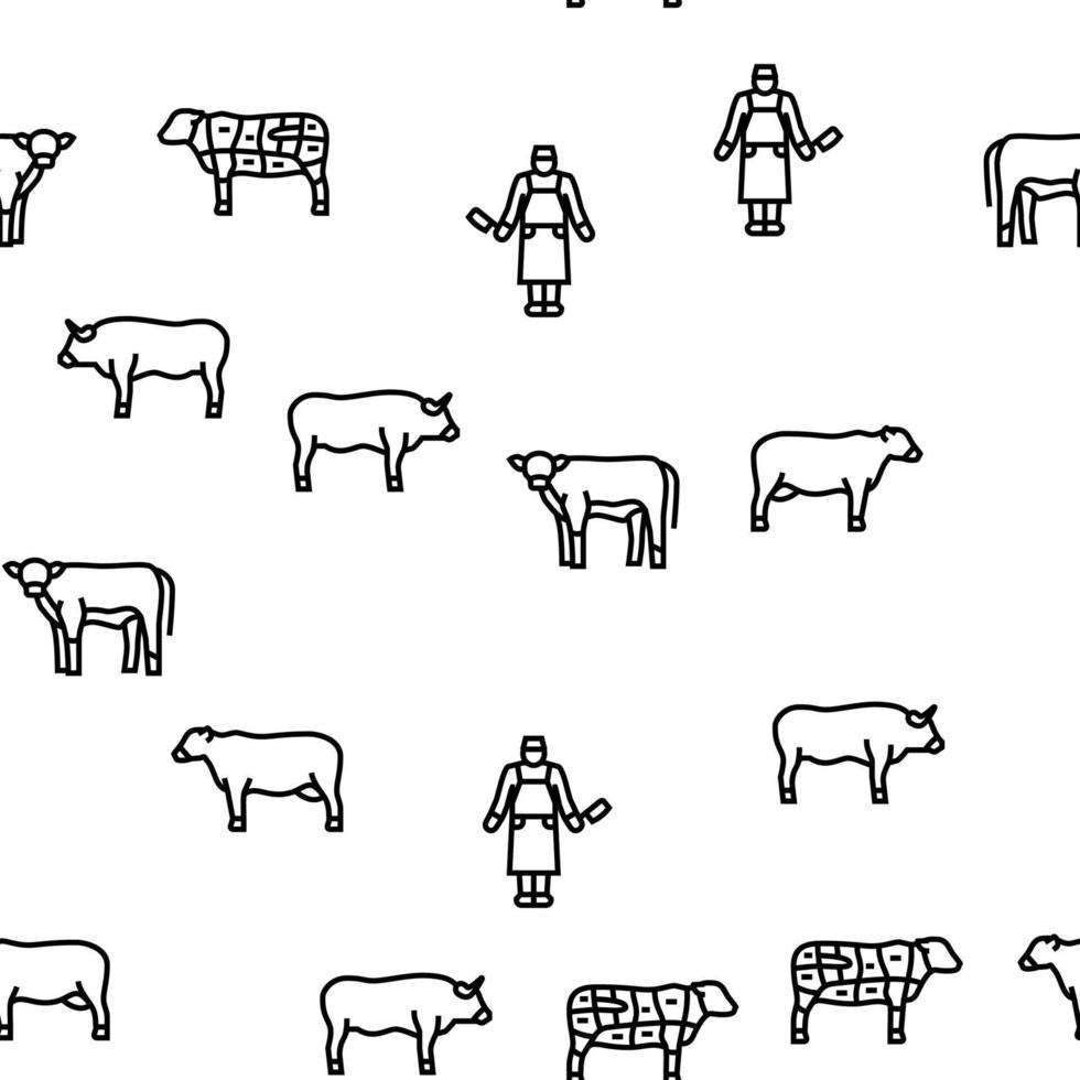 Beef Meat Nutrition Production vector seamless pattern