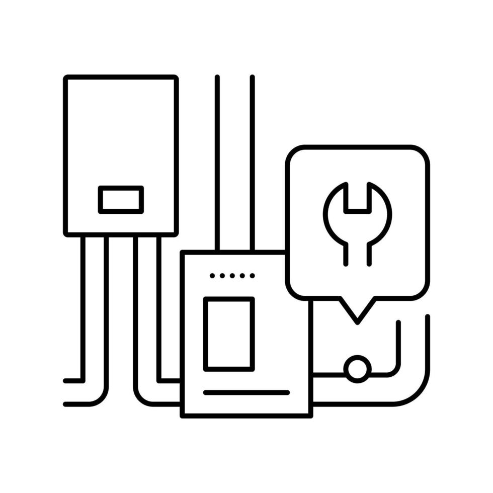 furnace repair line icon vector illustration