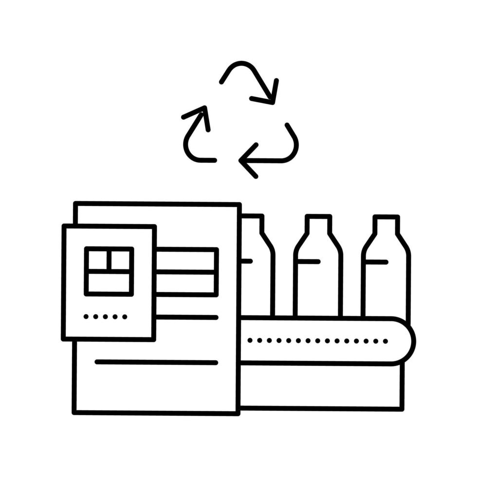 Ilustración de vector de icono de línea transportadora de reciclaje de plástico