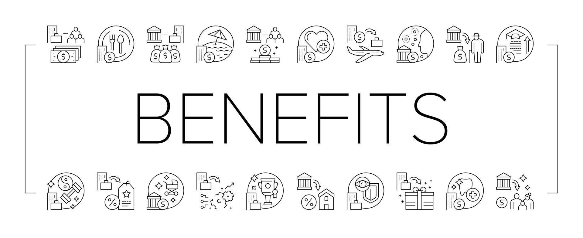 Benefits For Business Collection Icons Set Vector